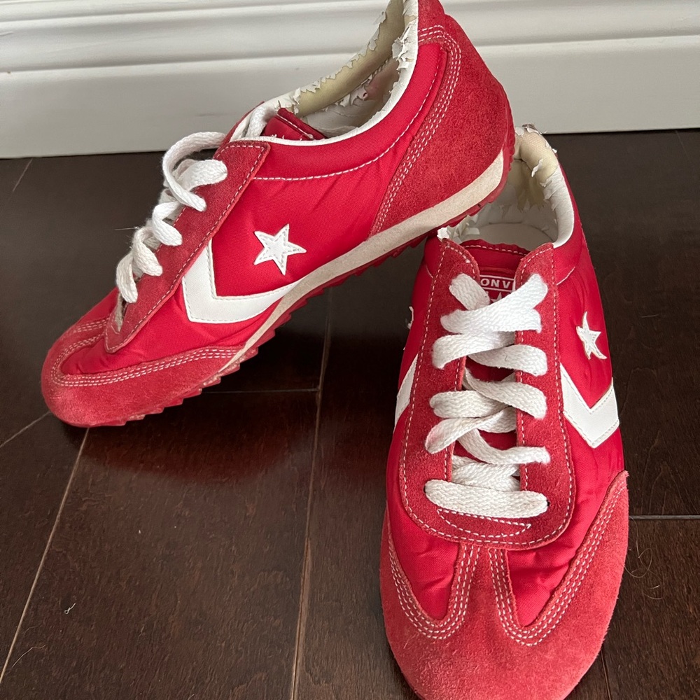 Women’s Converse Red and White Sneakers